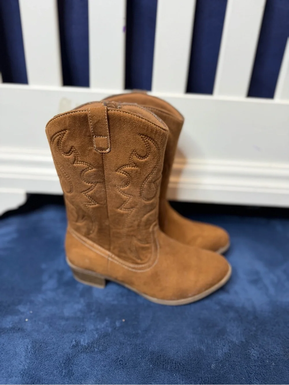 Girls’ Brown Suede Western Cowboy Boots – Size 3